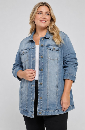 Sheego long jeansjacke - sheego, größe